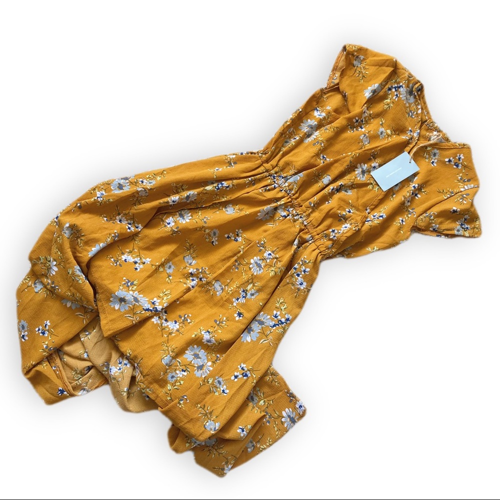 Peyton Bre Floral Flyaway Romper Girls 14 Yellow Floral Short Dress One Piece